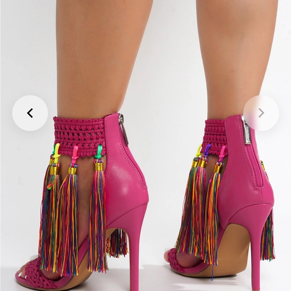 open round toe pink stilettos heels sandals - Picture 7 of 11